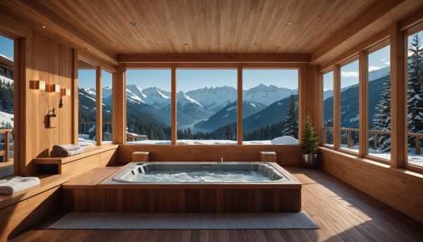 Détente aux bains chauds après une journée ski